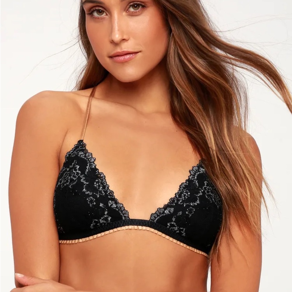 Free People Under The Sun Black Lace Bralette